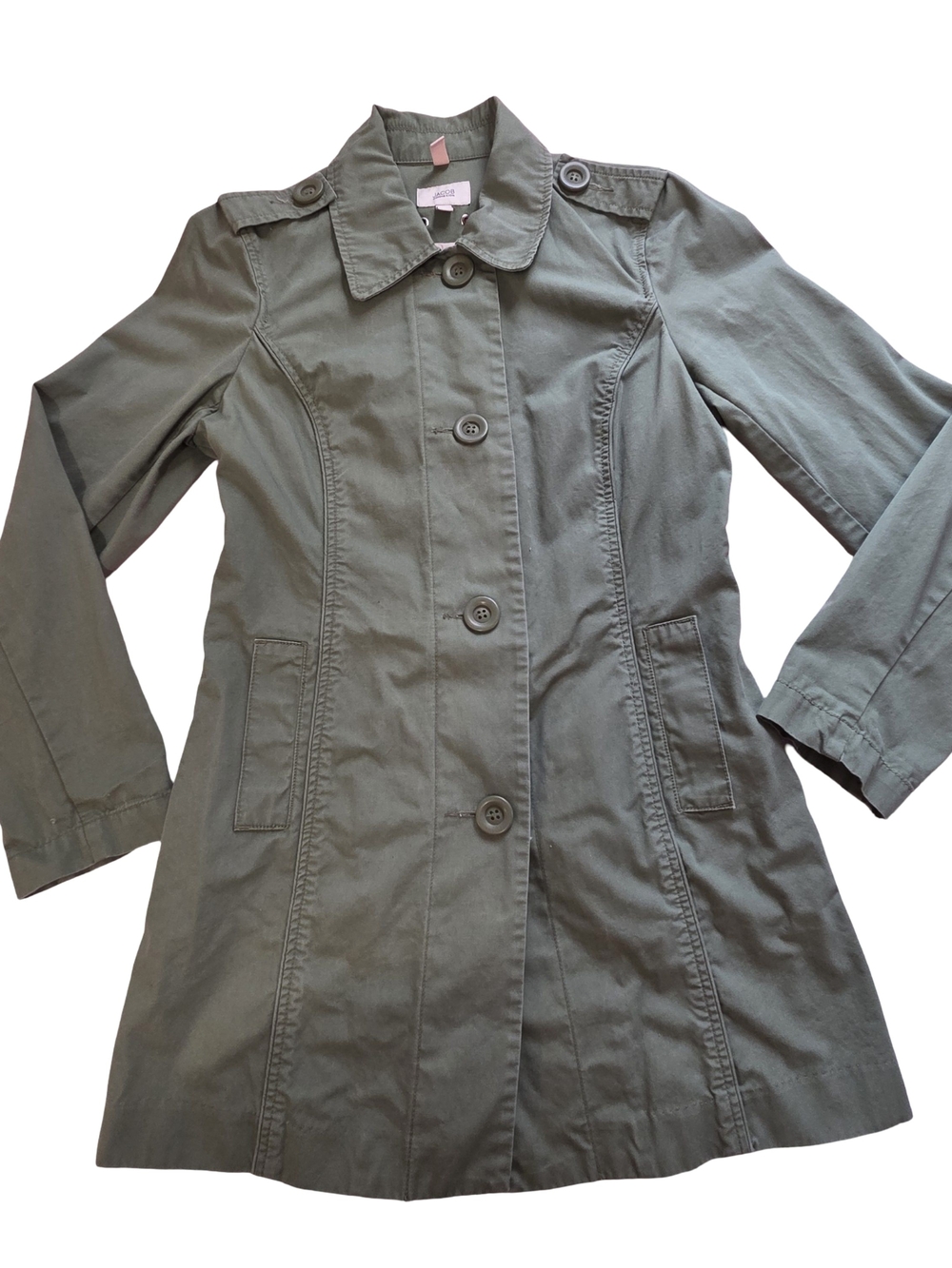 Jacob Connexion Women's Classic Olive Trench Coat with Tailored Seams - Women